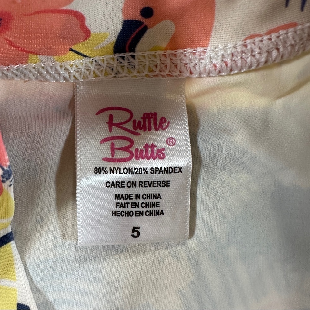 Ruffle Butts Tropical Flamingo Swim Rashguard - Picture 4 of 8